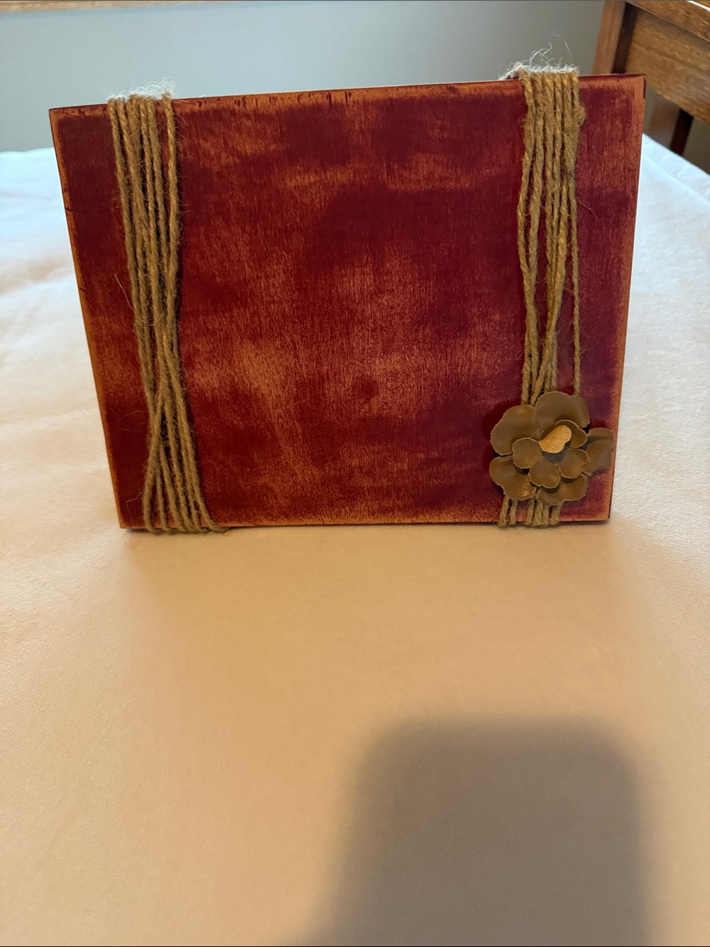 Rust wooden picture frame  with Twine Accent